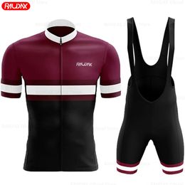 Raudax été hommes à manches courtes cyclisme Maillot ensemble respirant vtt vélo vêtements Maillot Ropa Ciclismo uniforme Kit 240130