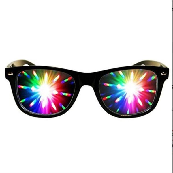 Fuegos artificiales rave Gafas ligeras Gafas de sol con forma de corazón Efecto especial en forma EDM Festival Gafas que cambian de luz Caleidoscopio arcoíris Gafas de sol rave
