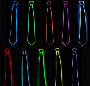 Rave LED Cravate Réglable Glow Neon Party Light Up Cravate Nouveauté Rave Vêtements Tenues Costume Props