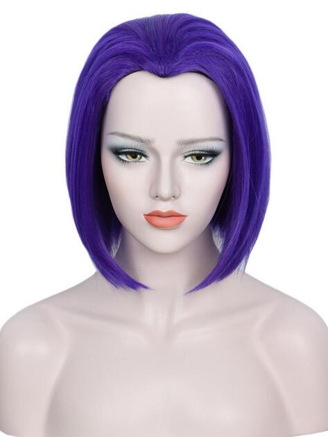 Raven Wig Teen Titans Go Short Halloween Coatume Cosplay Peruka Purpurowy Niebieski