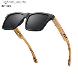 Ravenisa Zebra Houten Vierkante Zonnebril Gepolariseerde Zonnebril Mannen Merk Designer Houten Brilmonturen Oculos De Sol Feminino L230523