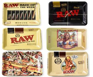 RAW Cartoon Tabak Rolling Metal Smoking Tray 6 Styles 18012515mm Sigarettenbladen Brassplaat Herb Handroller Rol Case Roller 4909143