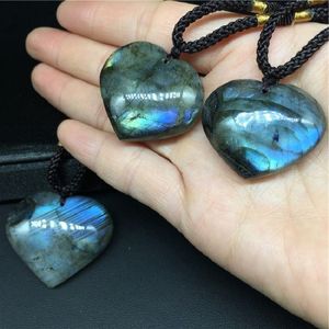 Raw Crystal Labradorite Moonstone Ocean Heart Hanger decor Sieraden Ketting Energy stone quartz Love Hearts Gift Ejhpf