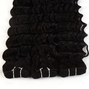 Raw Hair Groothandel Bot Deep Wave Natuurlijke zwarte kleur Indiase maagdelijk menselijk haarbundels Inslag Extensions