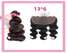 Cabello virgen humano indio crudo 3 paquetes con extensiones de cabello teñidas con onda frontal de encaje 13X6 con 13 por 6 frontales 1030 pulgadas Ruyib1531469