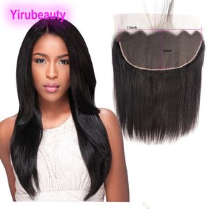 Cheveux vierges indiens crus 13 par 6 dentelle frontale pré-plumée droite Remy 13X6 couleur naturelle Yirubeauty 12-26 pouces