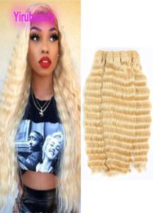 Raw Indian Virgin Hair Double Wefts Blonde Deep Wave Curly 613 Drie bundels 100 Human Hair Extensions 1028inch2680736