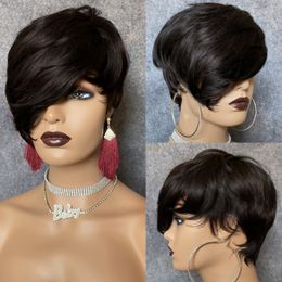 perruques indiennes brutes HD en dentelle Pixie Coup Wigs en dentelle 13x4 HD CHEAUX HUMAIS FRANT CHEUR FRANT BOB BOB BOB SIDE PIXIE PIXIE PERMES DE COURTUSE