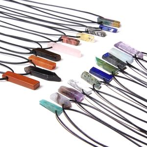 Rauwe natuursteen ketting lederen koord choker obsidiaan amethists kwarts kristal genezing reiki meditatie sieraden voor vrouwelijke mannen