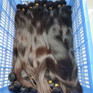 Paquete de 3 paquetes de cabello liso birmano crudo sin procesar, color marrón natural, textura suave