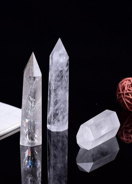 Ornement des arts de la tour à cristal blanc brut trimelle de guérison minérale Reiki Natural Sixy Side Stone Capacité Pillars Quartz9535148