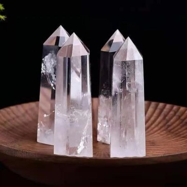 Torre de cristal blanco sin procesar, adorno de artes, varitas curativas minerales, Reiki, piedra de energía Natural de seis lados, habilidad