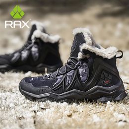 RAX Zapatos de senderismo impermeables para hombre, zapatillas de deporte de invierno para exteriores, botas de nieve de felpa para montaña, calzado para correr para turismo al aire libre 240115