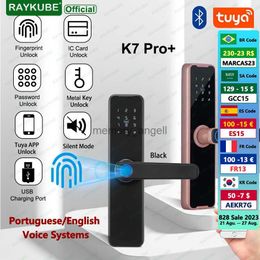 RAYKUBE Biometrisch vingerafdrukdeurslot K7 Pro+ Smart Lock Tuya-app Ontgrendeling op afstand Keyless Lock Elektronisch deurslot HKD230825