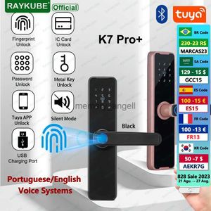 RAYKUBE Cerradura de puerta biométrica con huella digital K7 Pro + Cerradura inteligente Tuya Aplicación remota Desbloqueo Cerradura sin llave Cerradura electrónica HKD230825