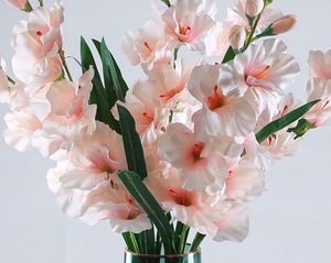 Fleurs de glaïeul en rayonne, fausses orchidées au toucher réel, décoration de table pour fête de mariage, vacances en famille