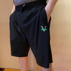 Rayon mannen shorts luxe middengewicht trekkoord casual ontspannen slanke broek knie lengte letter patroon afdrukken meerdere grootte broek