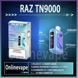 RAZ TN9000 Bladerdeeg Wegwerp E-sigaretten Met Geverifieerde Code 5% 650mAh Oplaadbare Batterij 12ml 19 Smaken 9k Rookwolken Vapes