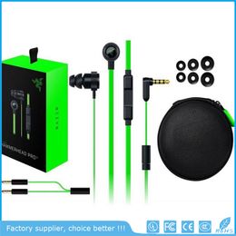 Mobiele telefoon oortelefoons Razer Hammerhead Pro V2 -hoofdtelefoon in oortelefoonmicrofoon met retailbox gaming headsets geluidsisolatie stereo bas 3,5 mm