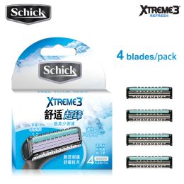 Scheermes 4 Blades/Lot Originele Schick XTREME3 Veiligheid Scheermesje Mannen Baard Scheerapparaat Lichaamshaar Scheren Vervanging Op voorraad Gratis Verzending