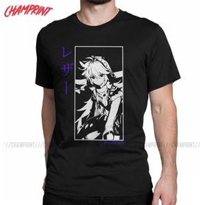 Scheermes Genshin Impact heren T-shirts Anime Game Funny T-shirt Korte Mouw T-Shirt 100% Katoen Grafische Bedrukte kleding Y0901