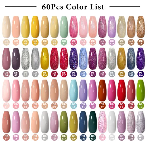 Razor mtssii 60pcs Color Gel Rigol de vernis à ongles paillettes paillettes à ongles Gel Faire au large des kits de salon de nail