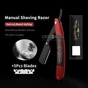 Rasoir Nouveau Style hommes rasoir manuel rouge acide brindille bois rasoirs en acier inoxydable couteau de rasage pour barbe style professionnel barbier titulaire