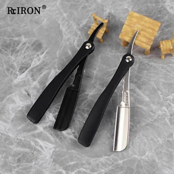 Razor Riron Manejo helado Hombres Fueras rectas Feather Plegable Manual de afeitar barba barba barbería barbero para cuchilla de pluma