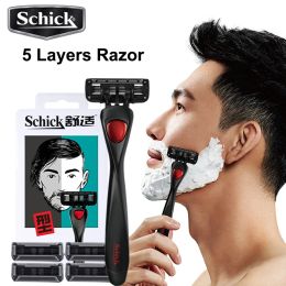 Razor Schick 5 couches manuel des lames de rasoir hommes raser rasage rasage rasage lavable Machine de métal porte-rasoir