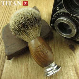 Rasoir titan raser coiffure de barbe Brosse de broussailles kit à barbe de barbe brosses en bois naturel manche silvertip cadeau