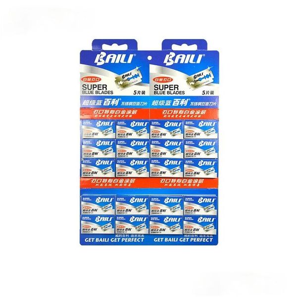 Razors Blades 100 pcs / lot super bleu lames de rasoir de sécurité double bord rasoir barbe cheveux lame de rasage pour hommes visage soins personnels goutte Dhpkt