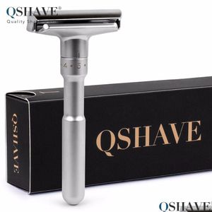 Razors Blades Maquinilla de afeitar de seguridad ajustable Doble filo Clásico para hombre Afeitado suave a agresivo 1-6 Archivos Depilación con 5 gotas de DH8L1