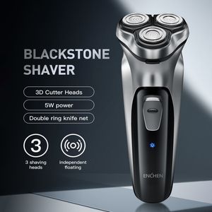 Razors Blades ENCHEN Blackstone Afeitadora rotativa eléctrica para hombres Cuchilla flotante 3D Lavable Tipo-C USB Recargable Máquina de afeitar para barba 230824