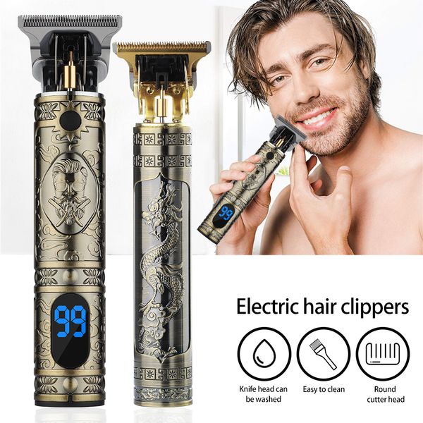 Rasoirs Lames en Vintage T9 0MM Machine de coupe de cheveux tondeuse sans fil finition cheveux tondeuse à barbe pour hommes rasoir électrique rasoirs USB 230824