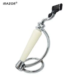 Razors Blades IRAZOR ivory white manual beard shaver with stand face and body male female 3-layer daily reusable new Q240508