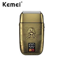 Razors Blades Kemei Electric Foil Shaver Bald Bald Rechargeable Hair FADING Clipper Supplies Barbe Trimmer Mens Gift Q240508