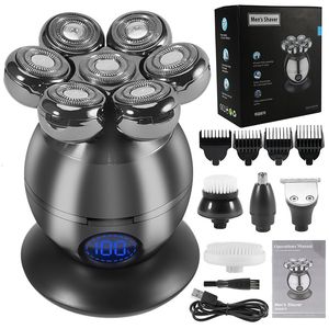 Rasoirs Lames Hommes Kit de toilettage Rasoir électrique sec et humide Barbe Tondeuse à cheveux Rasoir électrique rechargeable Tête chauve Machine à raser Écran LCD 230824