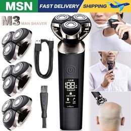 Razors Blades MSN rasoir électrique rasoir électrique pour hommes tondeuse à cheveux tondeuse à barbe charge rapide écran LCD Machine de rasage 3D Smart Clean 231025