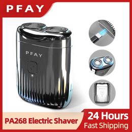 Razors Blades Pfay PA268 Mini Shaver eléctrico para hombres Máquina de barba de afeitar eléctrica portátil IPX7 TIMPER BARD CARDA RECARGABLE DE LAVABLE 231025