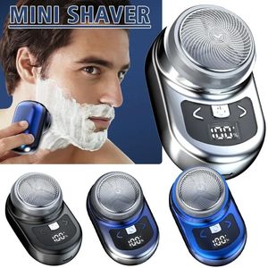 Razors Blades Afeitadora eléctrica portátil Maquinilla de afeitar eléctrica de bolsillo para hombres Mini afeitadora de barba LCD Pantalla de alimentación Tipo-C Recargable Viaje Hogar Razor 231208