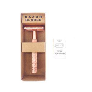 Scheermesjes Rose Gold Razor Klassiek veiligheidsscheermes met dubbele rand voor scheren voor heren Ontharing voor vrouwen met scheermesjes Handmatig scheerapparaat 230725