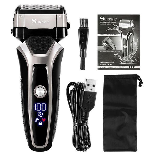 Razors Blades USB recargable máquina de afeitar eléctrica de acero inoxidable máquina de afeitar hombres 3D triple hoja flotante afeitadora afeitadora barbero recortador 231025