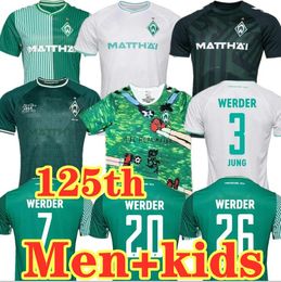 2023 2024 Werder Bremen 125. Camisetas de fútbol especiales 23 24 Marvin Ducksch Leonardo Bittencourt NEGRO VERDE FRIEDL PIEPER FÚTBOL niños Hombres kit S-4XL