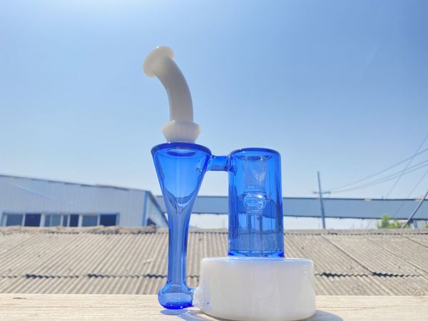 Pipe à fumer RBR, bleu et blanc, narguilé dab rig, joint de 14 mm magnifiquement conçu, bienvenue à la commande, concessions de prix