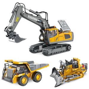 RC alliage pelle Bulldozer télécommande camion à benne basculante ingénierie électrique 2.4G modèle de véhicule de haute technologie jouets de voiture pour garçons cadeaux 231228