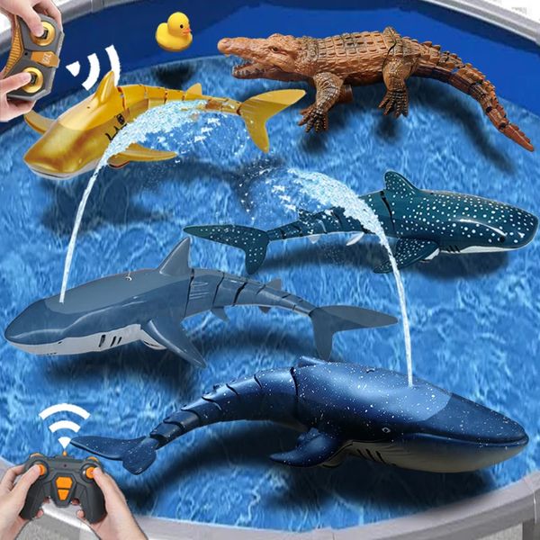 RC Animal Robot Simulation Shark Electric Prank Toy for Children Boy Kids Pool Water Swimming Submarine Boat Téléoponsture Fish 240417