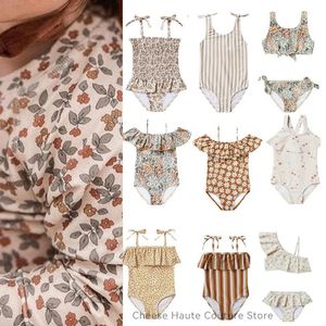 RC Baby Girls Summer Swimwears Bikini One Piece Set Brand Kids Hermoso Floral Natming Suits SunBeach Swimsuit 240415