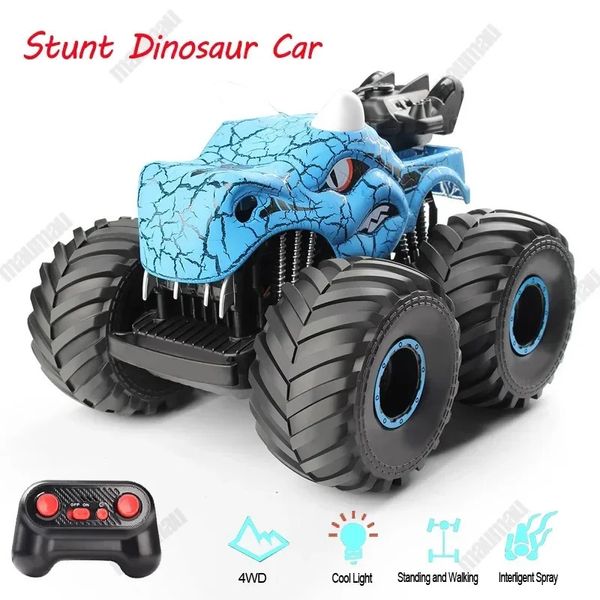 RC voiture enfants jouets télécommande enfants jouet support avec lumières pulvérisation dinosaure cascadeur chinois véhicule électrique jouets pour garçons 231230