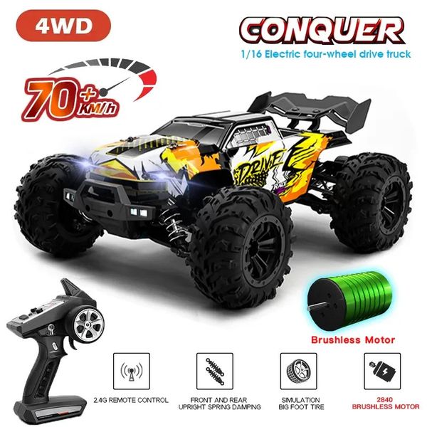 Voiture RC télécommandée à grande vitesse, adaptée à AllTerrain, longue Endurance, forte absorption des chocs, avec phare LED, jouets pour enfants 4WD, 240106