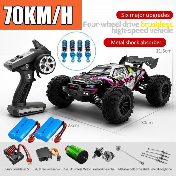 Voiture Rc tout-terrain 4x4 haute vitesse 70KMH télécommande avec phare LED sans balais 4WD 116 Monster Truck jouets pour garçons cadeau 240103